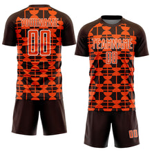 Load image into Gallery viewer, Custom Brown Orange-White Geometric Shapes Sports Sublimation Soccer Uniform Jersey