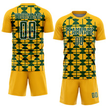 Laden Sie das Bild in den Galerie-Viewer, Custom Gold Green-White Geometric Shapes Sports Sublimation Soccer Uniform Jersey