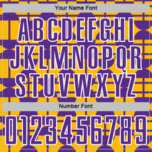 Load image into Gallery viewer, Custom Gold Purple-White Geometric Shapes Sports Sublimation Soccer Uniform Jersey