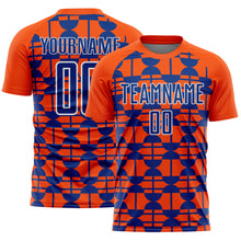 Загрузить изображение в средство просмотра галереи, Custom Orange Royal-White Geometric Shapes Sports Sublimation Soccer Uniform Jersey