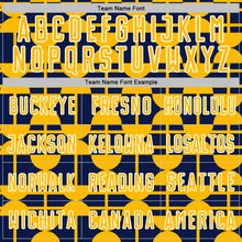 Load image into Gallery viewer, Custom Navy Gold-White Geometric Shapes Sports Sublimation Soccer Uniform Jersey
