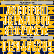 Load image into Gallery viewer, Custom Navy Gold-White Geometric Shapes Sports Sublimation Soccer Uniform Jersey