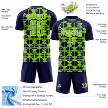 Загрузить изображение в средство просмотра галереи, Custom Navy Neon Green-White Geometric Shapes Sports Sublimation Soccer Uniform Jersey