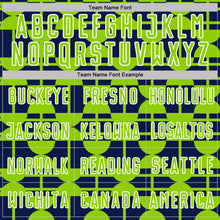 Загрузить изображение в средство просмотра галереи, Custom Navy Neon Green-White Geometric Shapes Sports Sublimation Soccer Uniform Jersey