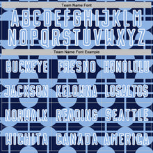 Загрузить изображение в средство просмотра галереи, Custom Navy Light Blue-White Geometric Shapes Sports Sublimation Soccer Uniform Jersey