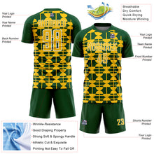 Load image into Gallery viewer, Custom Green Yellow-White Geometric Shapes Sports Sublimation Soccer Uniform Jersey