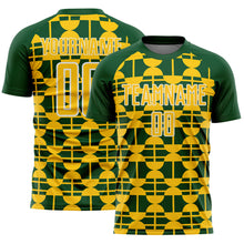 Load image into Gallery viewer, Custom Green Yellow-White Geometric Shapes Sports Sublimation Soccer Uniform Jersey