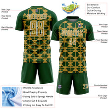 Load image into Gallery viewer, Custom Green Old Gold-White Geometric Shapes Sports Sublimation Soccer Uniform Jersey