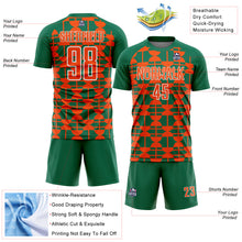 Загрузить изображение в средство просмотра галереи, Custom Kelly Green Orange-White Geometric Shapes Sports Sublimation Soccer Uniform Jersey