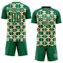 Load image into Gallery viewer, Custom Kelly Green Cream Geometric Shapes Sports Sublimation Soccer Uniform Jersey