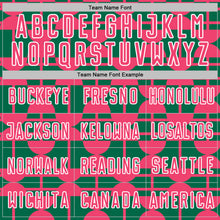 Load image into Gallery viewer, Custom Kelly Green Neon Pink-White Geometric Shapes Sports Sublimation Soccer Uniform Jersey