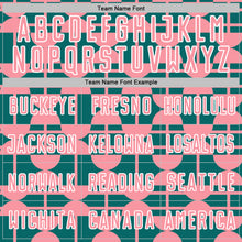 Laden Sie das Bild in den Galerie-Viewer, Custom Teal Medium Pink-White Geometric Shapes Sports Sublimation Soccer Uniform Jersey