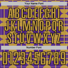 Laden Sie das Bild in den Galerie-Viewer, Custom Purple Old Gold-Black Geometric Shapes Sports Sublimation Soccer Uniform Jersey