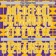 Laden Sie das Bild in den Galerie-Viewer, Custom Purple Gold-White Geometric Shapes Sports Sublimation Soccer Uniform Jersey