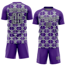 Laden Sie das Bild in den Galerie-Viewer, Custom Purple Gray-Black Geometric Shapes Sports Sublimation Soccer Uniform Jersey