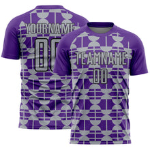 Laden Sie das Bild in den Galerie-Viewer, Custom Purple Gray-Black Geometric Shapes Sports Sublimation Soccer Uniform Jersey