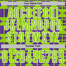 Laden Sie das Bild in den Galerie-Viewer, Custom Purple Neon Green-White Geometric Shapes Sports Sublimation Soccer Uniform Jersey