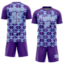 Load image into Gallery viewer, Custom Purple Light Blue-White Geometric Shapes Sports Sublimation Soccer Uniform Jersey