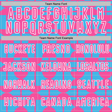 Загрузить изображение в средство просмотра галереи, Custom Sky Blue Pink-White Geometric Shapes Sports Sublimation Soccer Uniform Jersey