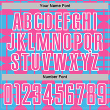 Загрузить изображение в средство просмотра галереи, Custom Sky Blue Pink-White Geometric Shapes Sports Sublimation Soccer Uniform Jersey