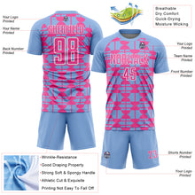 Загрузить изображение в средство просмотра галереи, Custom Light Blue Pink-White Geometric Shapes Sports Sublimation Soccer Uniform Jersey