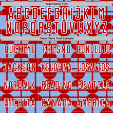 Загрузить изображение в средство просмотра галереи, Custom Light Blue Red-White Geometric Shapes Sports Sublimation Soccer Uniform Jersey