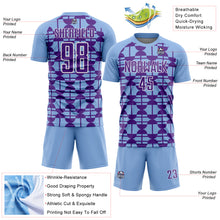 Laden Sie das Bild in den Galerie-Viewer, Custom Light Blue Purple-White Geometric Shapes Sports Sublimation Soccer Uniform Jersey