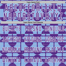 Laden Sie das Bild in den Galerie-Viewer, Custom Light Blue Purple-White Geometric Shapes Sports Sublimation Soccer Uniform Jersey