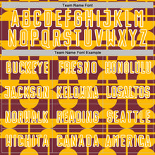 Laden Sie das Bild in den Galerie-Viewer, Custom Burgundy Gold-White Geometric Shapes Sports Sublimation Soccer Uniform Jersey