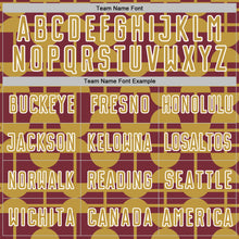 Load image into Gallery viewer, Custom Burgundy Old Gold-White Geometric Shapes Sports Sublimation Soccer Uniform Jersey