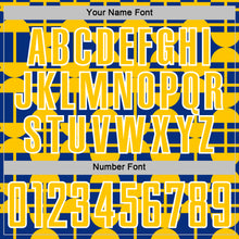 Загрузить изображение в средство просмотра галереи, Custom Royal Yellow-White Geometric Shapes Sports Sublimation Soccer Uniform Jersey