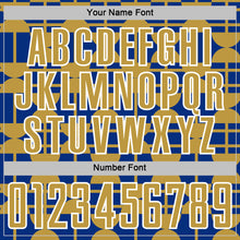 Загрузить изображение в средство просмотра галереи, Custom Royal Old Gold-White Geometric Shapes Sports Sublimation Soccer Uniform Jersey