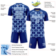 Load image into Gallery viewer, Custom Royal Light Blue-White Geometric Shapes Sports Sublimation Soccer Uniform Jersey