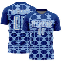 Load image into Gallery viewer, Custom Royal Light Blue-White Geometric Shapes Sports Sublimation Soccer Uniform Jersey