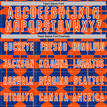 Laden Sie das Bild in den Galerie-Viewer, Custom Royal Orange-White Geometric Shapes Sports Sublimation Soccer Uniform Jersey