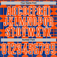 Laden Sie das Bild in den Galerie-Viewer, Custom Royal Orange-White Geometric Shapes Sports Sublimation Soccer Uniform Jersey