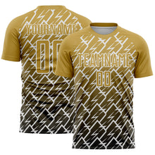 Charger l'image dans la galerie, Custom Old Gold Black-White Lightning Sports Sublimation Soccer Uniform Jersey