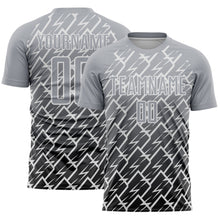 Charger l'image dans la galerie, Custom Gray Black-White Lightning Sports Sublimation Soccer Uniform Jersey