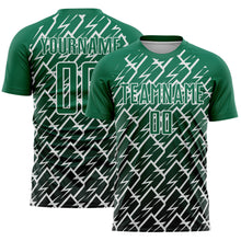 Load image into Gallery viewer, Custom Kelly Green Black-White Lightning Sports Sublimation Soccer Uniform Jersey