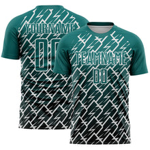 Загрузить изображение в средство просмотра галереи, Custom Teal Black-White Lightning Sports Sublimation Soccer Uniform Jersey