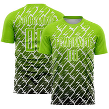 Laden Sie das Bild in den Galerie-Viewer, Custom Neon Green Black-White Lightning Sports Sublimation Soccer Uniform Jersey