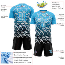 Загрузить изображение в средство просмотра галереи, Custom Sky Blue Black-White Lightning Sports Sublimation Soccer Uniform Jersey