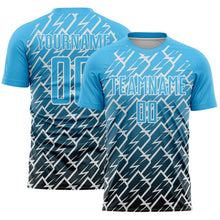 Загрузить изображение в средство просмотра галереи, Custom Sky Blue Black-White Lightning Sports Sublimation Soccer Uniform Jersey
