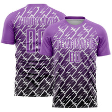 Load image into Gallery viewer, Custom Medium Purple Black-White Lightning Sports Sublimation Soccer Uniform Jersey