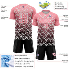 Load image into Gallery viewer, Custom Medium Pink Black-White Lightning Sports Sublimation Soccer Uniform Jersey