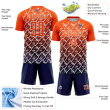 Загрузить изображение в средство просмотра галереи, Custom Orange Navy-White Lightning Sports Sublimation Soccer Uniform Jersey