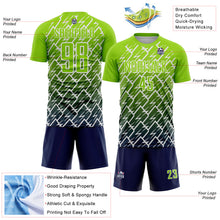 Laden Sie das Bild in den Galerie-Viewer, Custom Neon Green Navy-White Lightning Sports Sublimation Soccer Uniform Jersey