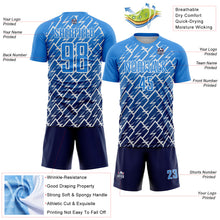 Load image into Gallery viewer, Custom Powder Blue Navy-White Lightning Sports Sublimation Soccer Uniform Jersey