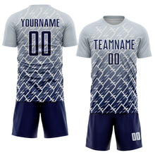 Загрузить изображение в средство просмотра галереи, Custom Silver Navy-White Lightning Sports Sublimation Soccer Uniform Jersey