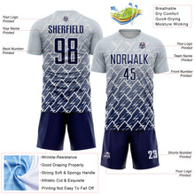 Загрузить изображение в средство просмотра галереи, Custom Silver Navy-White Lightning Sports Sublimation Soccer Uniform Jersey